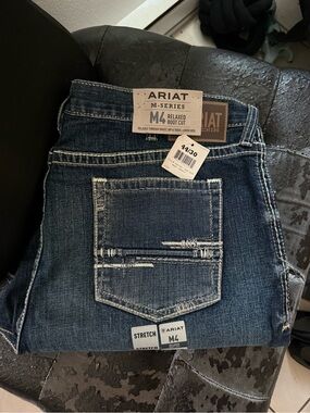 Ariat M-Series M4 Relaxed Boot Cut Jeans - Dark Blue Denim